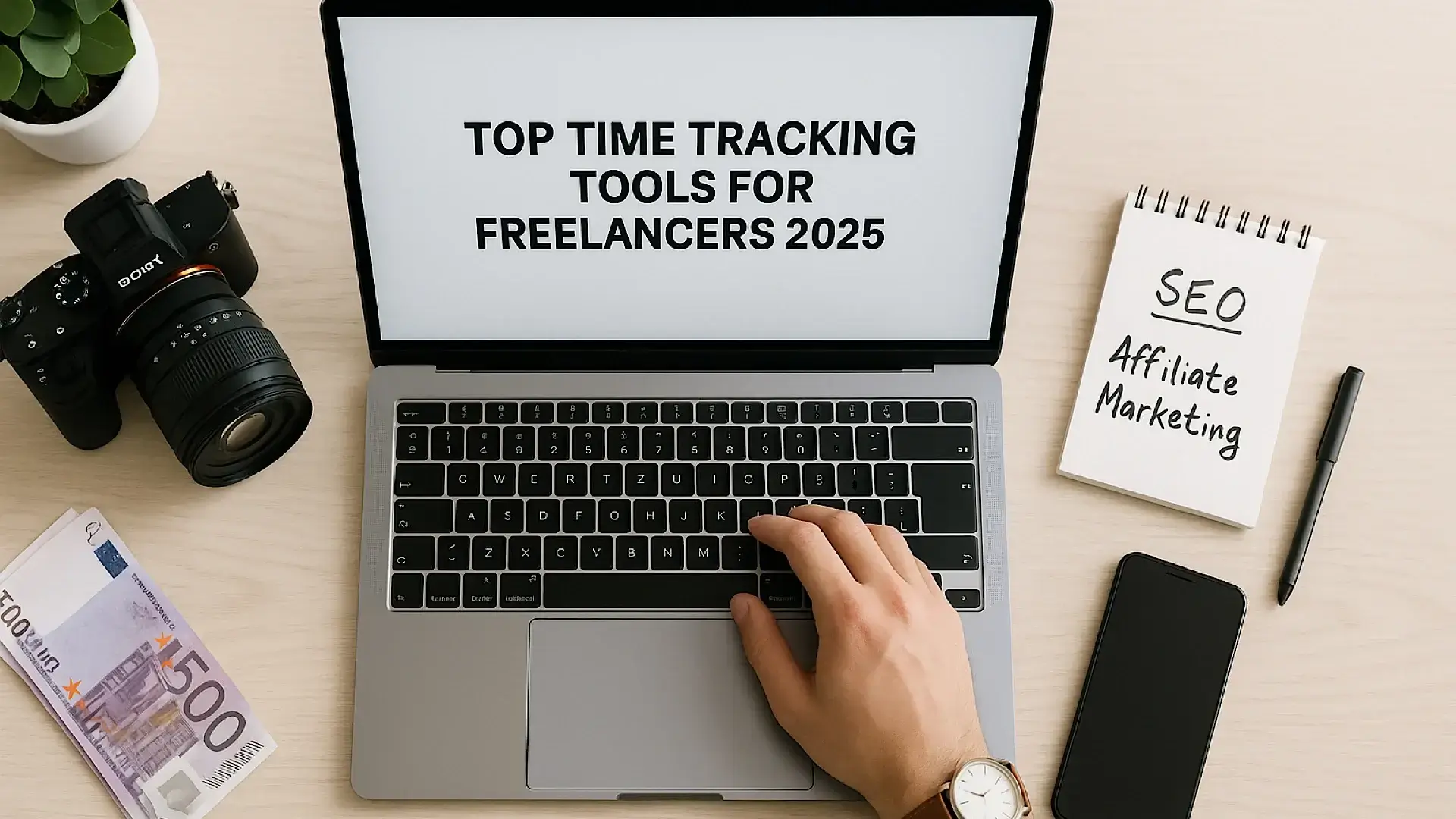 freelancer-time-tracking-setup-top-view-2025