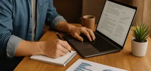 Affiliate marketing for freelancers 2025 – freelancer working on laptop with charts and notes